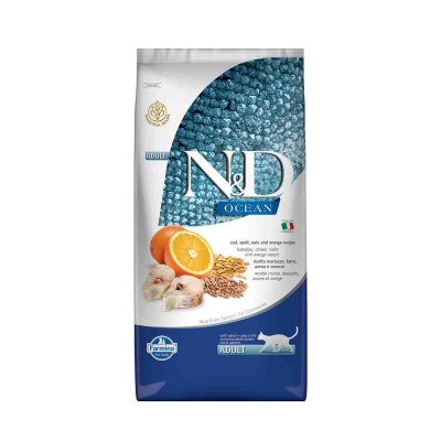 N&D Ocean Düşük Tahıllı Morina Balıklı Yetişkin Kedi Maması 10 kg