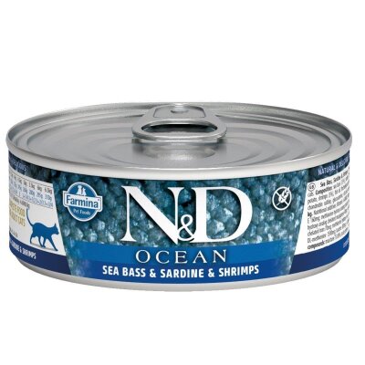 N&D Tahılsız Levrek ve Sardalyalı Kedi Konservesi 80 gr