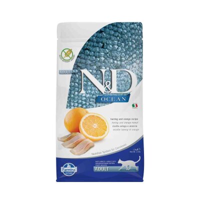 N&D Tahılsız Ringa Balıklı ve Portakallı Yetişkin Kedi Maması 1,5 kg