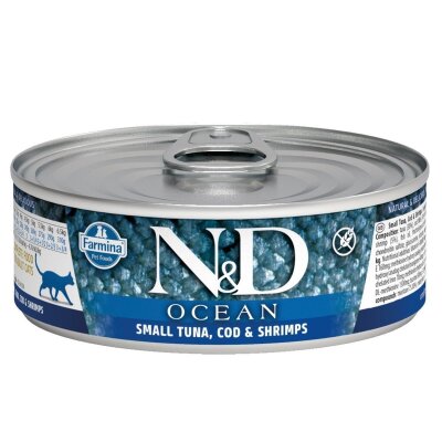 N&D Ocean Ton, Morina ve Karidesli Tahılsız Kedi Konservesi 80 gr