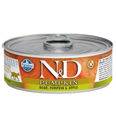 N&D Tahılsız Yaban Domuzlu ve Elmalı Kedi Konservesi 80 gr