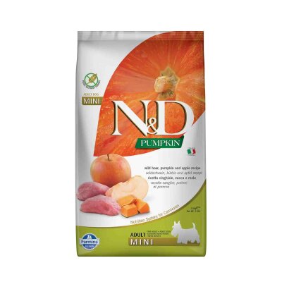 N&D Pumpkin Tahılsız Yaban Domuzlu-Elmalı Küçük Irk Maması 2,5 kg