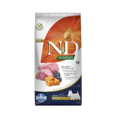 N&D Balkabaklı Kuzu Etli Tahılsız Mini Irk Yetişkin Köpek Maması 7 kg