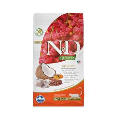 N&D Quinoa Tahılsız Ringa Balıklı Deri-Tüy Kedi Maması 1,5 kg