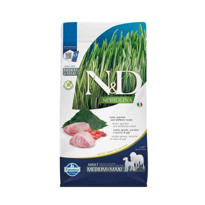 N&D Tahılsız Spirulinalı Kuzulu Orta ve Büyük Irk Köpek Maması 2 kg