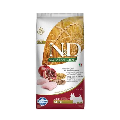N&D Düşük Tahıllı Tavuklu Narlı Mini Irk Köpek Maması 7 kg