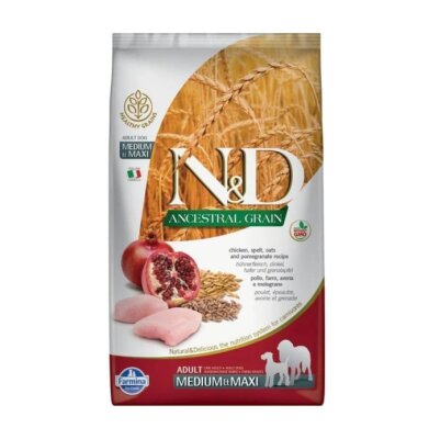 N&D Düşük Tahıllı Tavuklu Narlı Orta-Büyük Irk Köpek Maması 12 kg