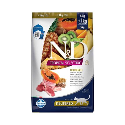 N&D Düşük Tahıllı Kuzu Etli Kısırlaştırılmış Kedi Maması 4+1 kg