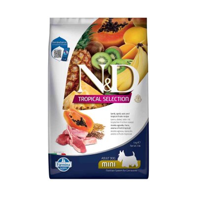 N&D Düşük Tahıllı Kuzulu Tropikal Meyveli Küçük Irk Köpek Maması 5 kg
