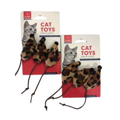 Nunbell Leopar Desenli Tüylü Fare 3'lü Kedi Oyuncağı