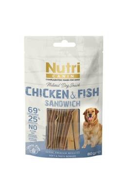 Nutri Canin Tavuklu ve Balıklı Tahılsız Sandviç Köpek Ödülü 80 gr