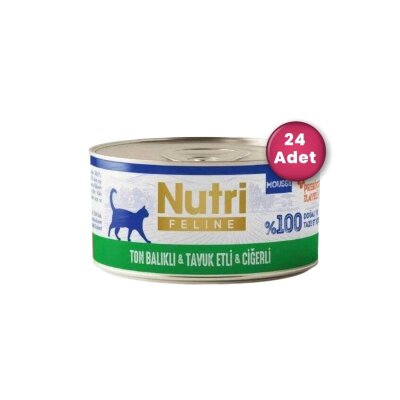 Nutri Feline Ton Balıklı Tavuklu Mousse Tahılsız Konserve 70 gr x 24