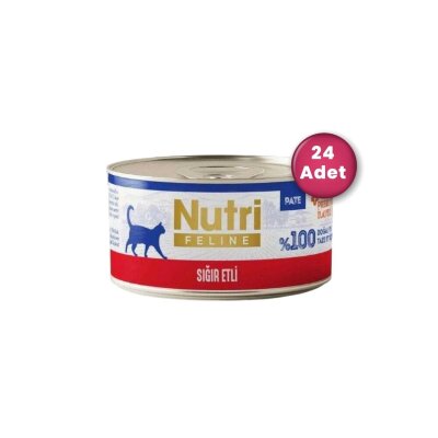 Nutri Feline Sığır Etli Tavuklu Tahılsız Kedi Konservesi 70 gr x 24