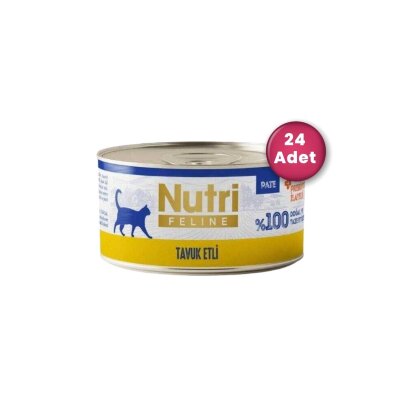Nutri Feline Tavuk Etli Tahılsız Yetişkin Kedi Konservesi 70 gr x 24