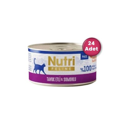 Nutri Feline Tavuk Etli Somonlu Tahılsız Kedi Konservesi 70 gr x 24