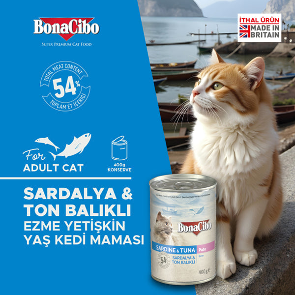 BonaCibo %54 Etli Karışık Yetişkin Kedi Konservesi 400 gr x 12