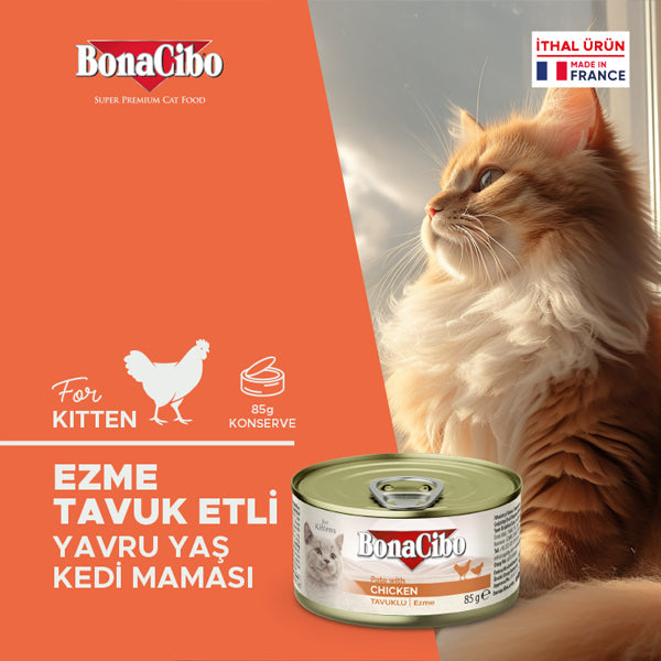 BonaCibo Ezme Tavuklu Yavru Kedi Yaş Maması 85 gr x 12