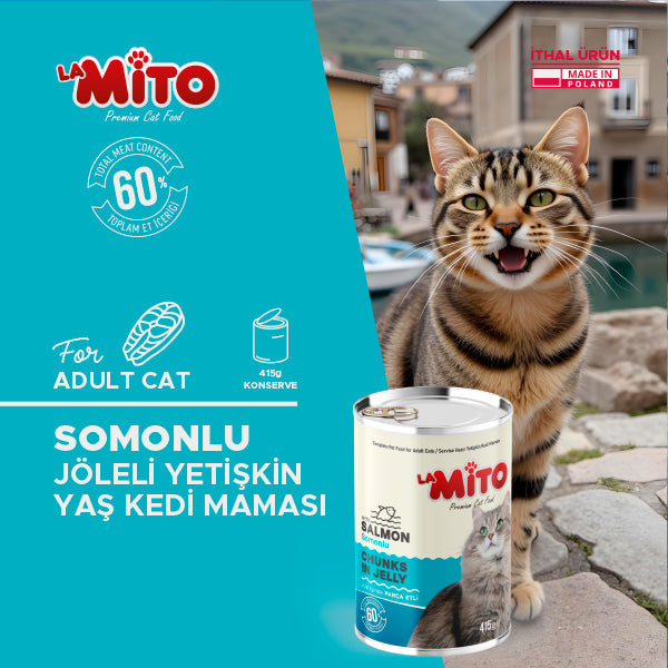 La Mito Jöleli Parça Somonlu Yetişkin Kedi Yaş Maması 415 gr x 6