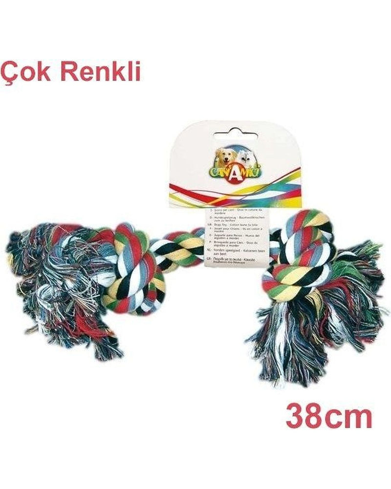 Çift Düğümlü Pamuk Örgü Kemik Köpek Oyuncağı 15 cm (Pembe)