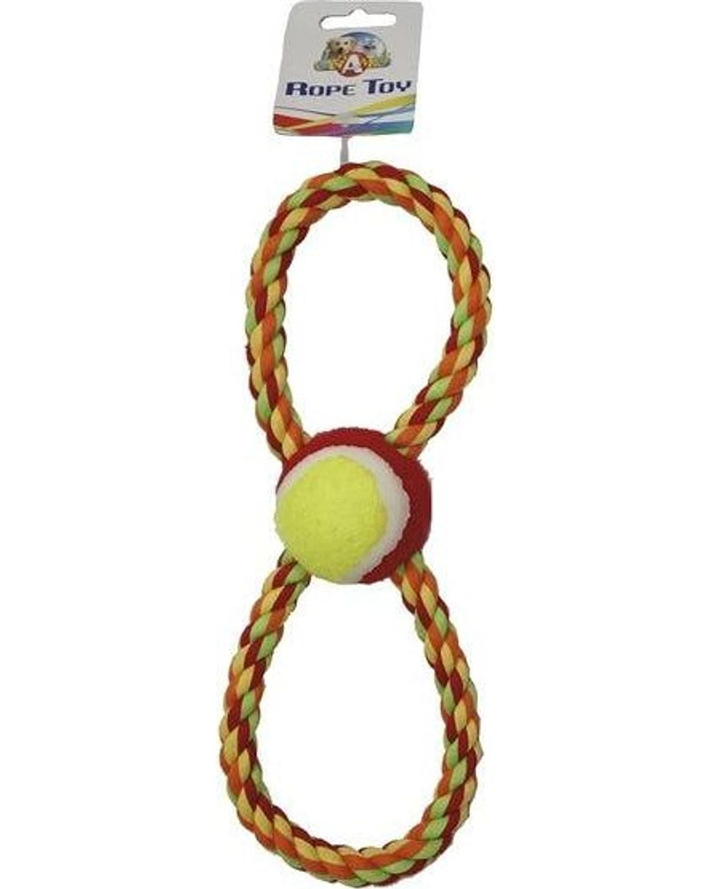 8 Şeklinde Tenis Toplu Pamuk Örgü Kemik Köpek Oyuncağı 28 cm