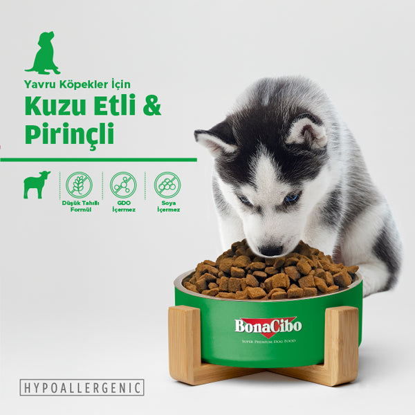 BonaCibo Kuzu Etli ve Pirinçli Yavru Köpek Kuru Maması 100 gr x 5