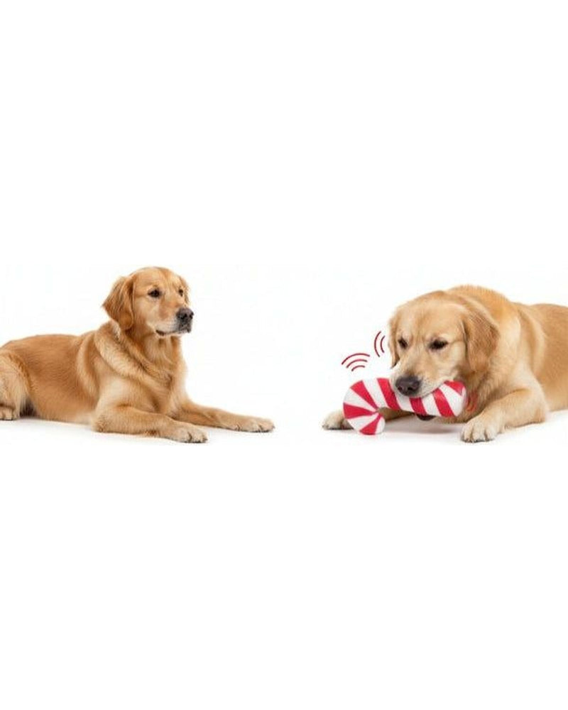 Sesli Yılbaşı Temalı Baston Şeker Köpek Oyuncağı