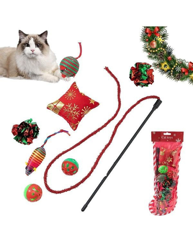Karışık İçerikli Yılbaşı Temalı Kedi Oyuncak Seti