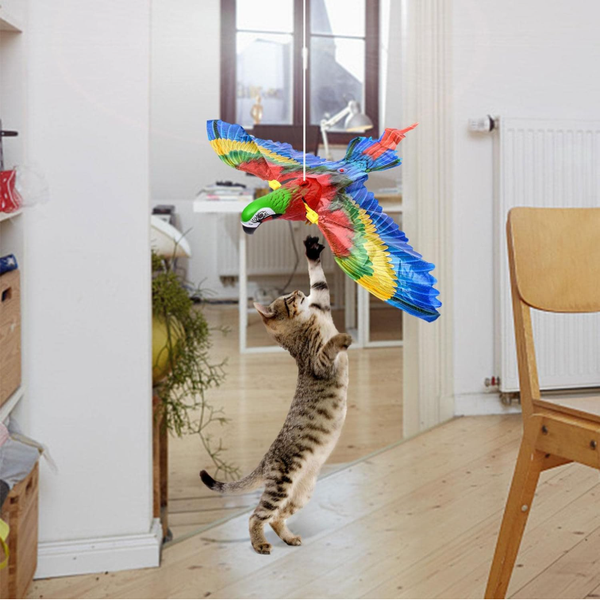 Işıklı Sesli Kapıya Asılan Uçan Papağan Kedi Oyuncağı