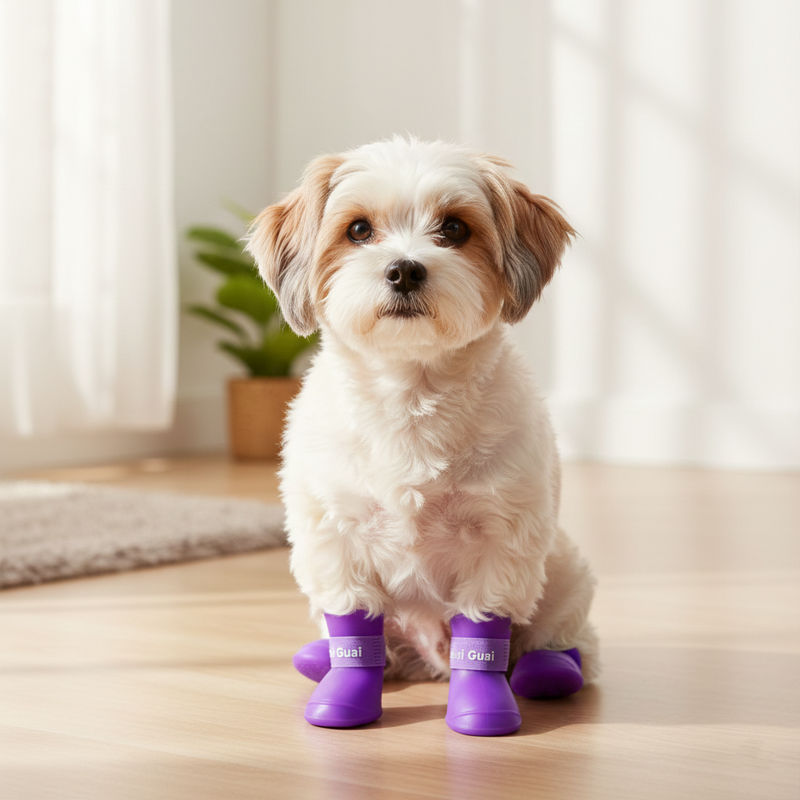 Su Geçirmez Silikon Kedi Köpek Ayakkabısı (4'lü Takım)