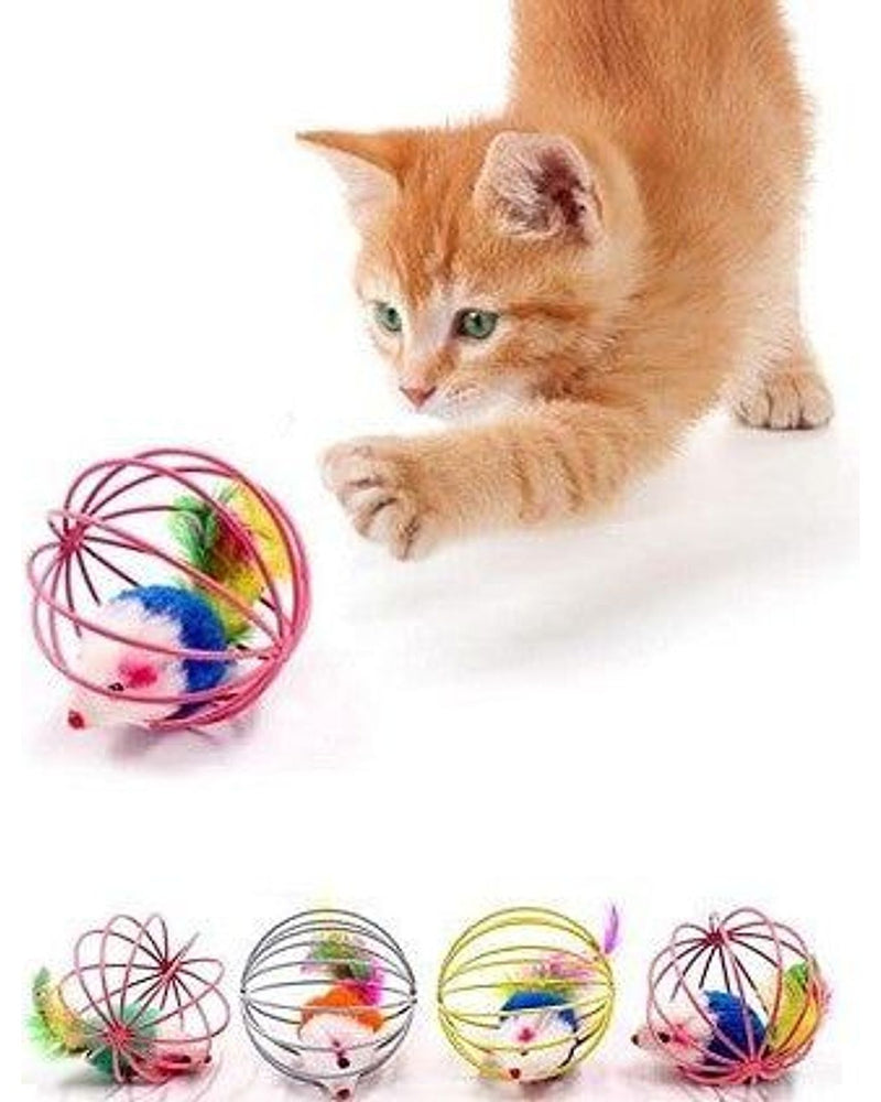 İçi Fareli Kafesli Kedi Köpek Oyun Topu (6 cm)