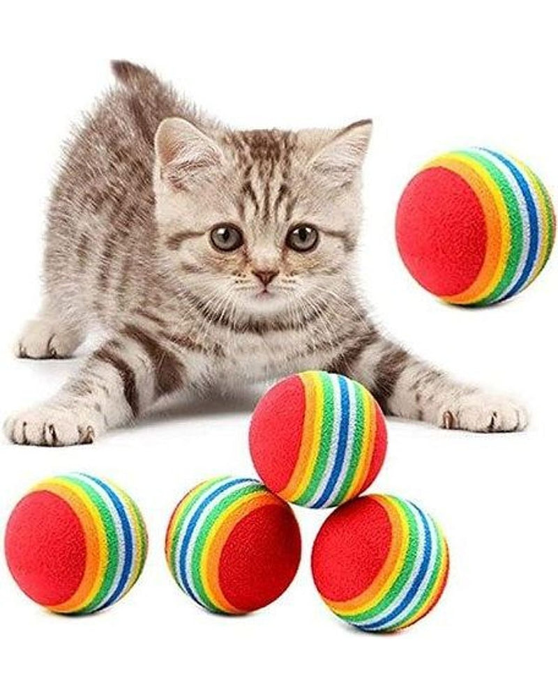 Gökkuşağı Renkli Kedi Köpek Oyun Topu (2 Adet)