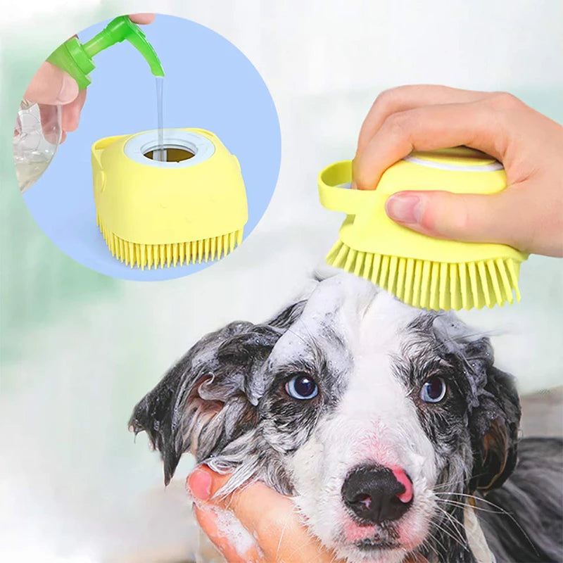 Şampuan Hazneli Silikon Kedi Köpek Yıkama Kesesi
