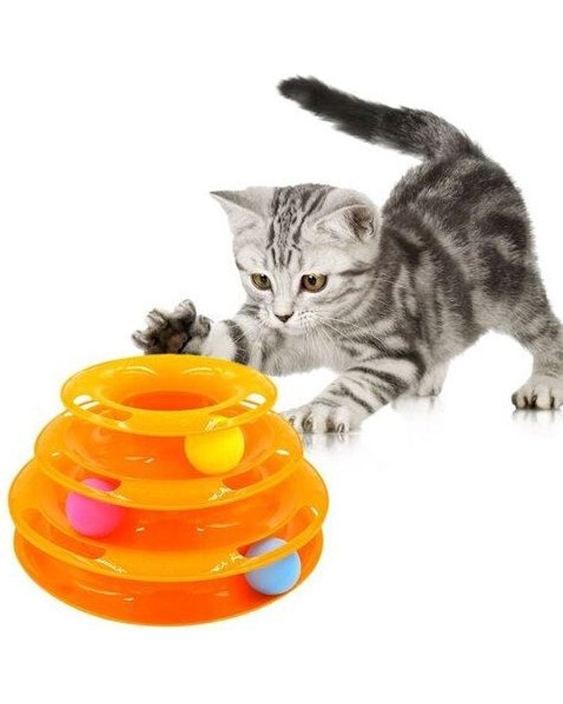 Kaymaz Tabanlı 3 Katlı Dönen Toplu Kedi Oyuncağı