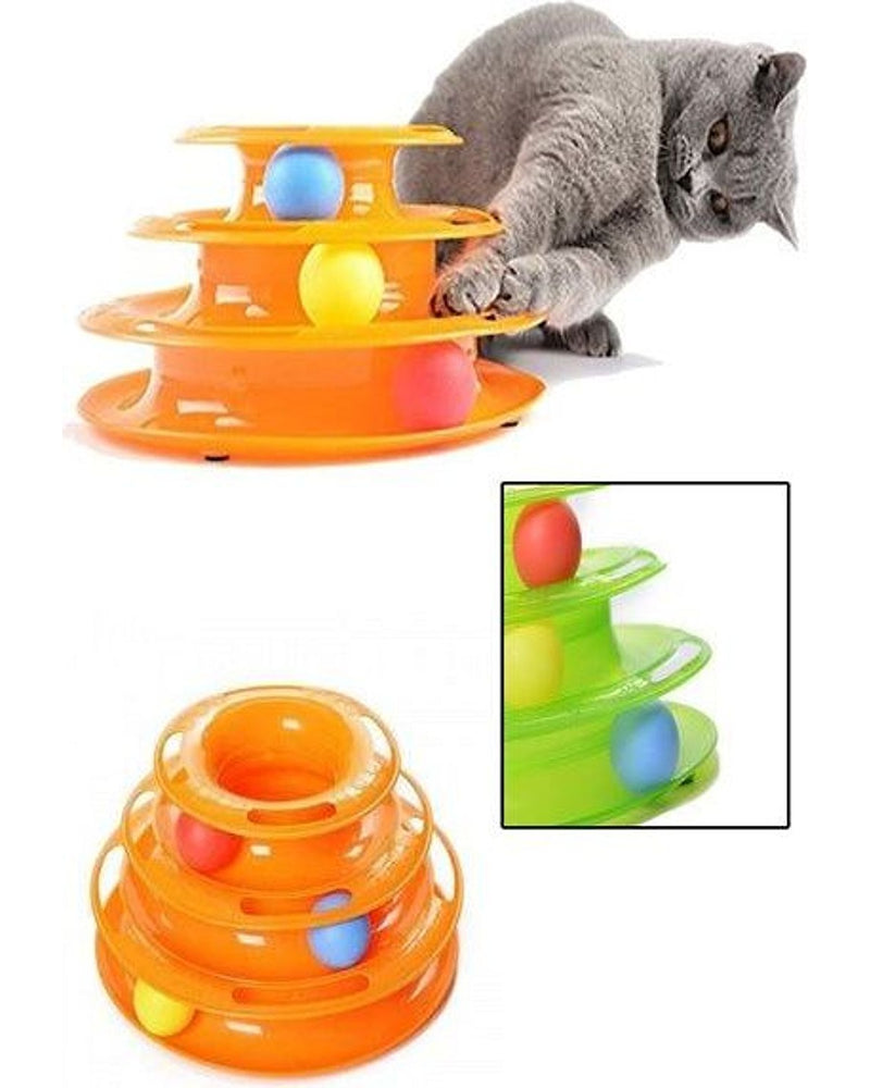 Kaymaz Tabanlı 3 Katlı Dönen Toplu Kedi Oyuncağı