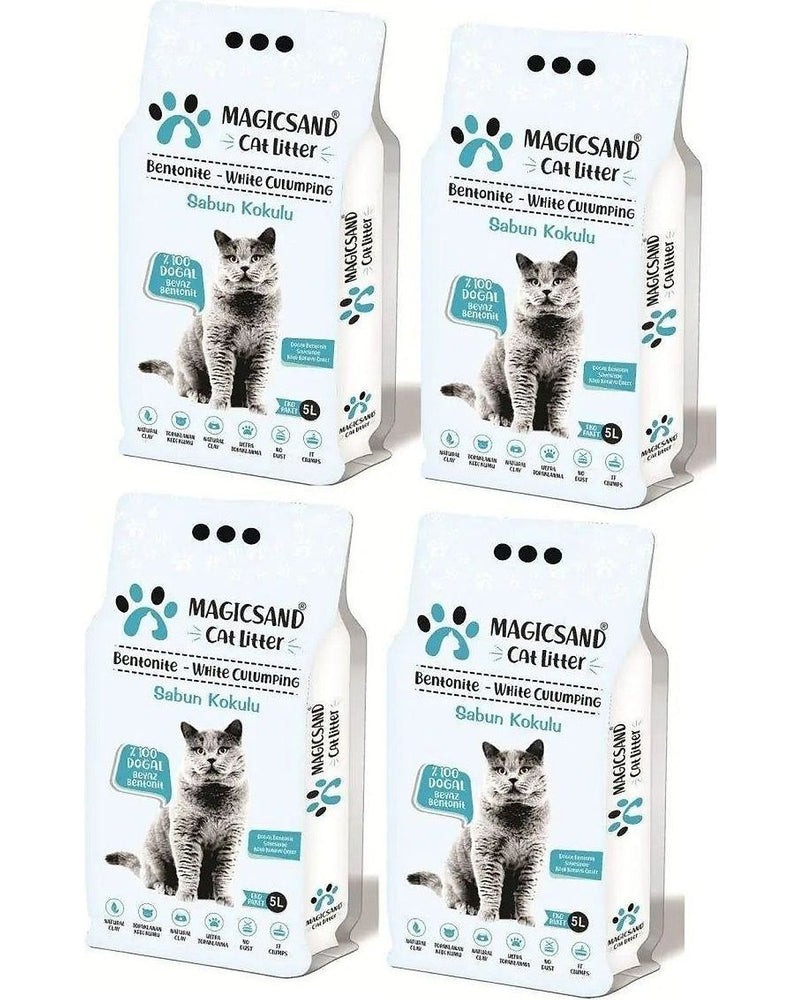 Magicsand Marsilya Sabun Kokulu Beyaz Bentonit Kedi Kumu 5 L x 4