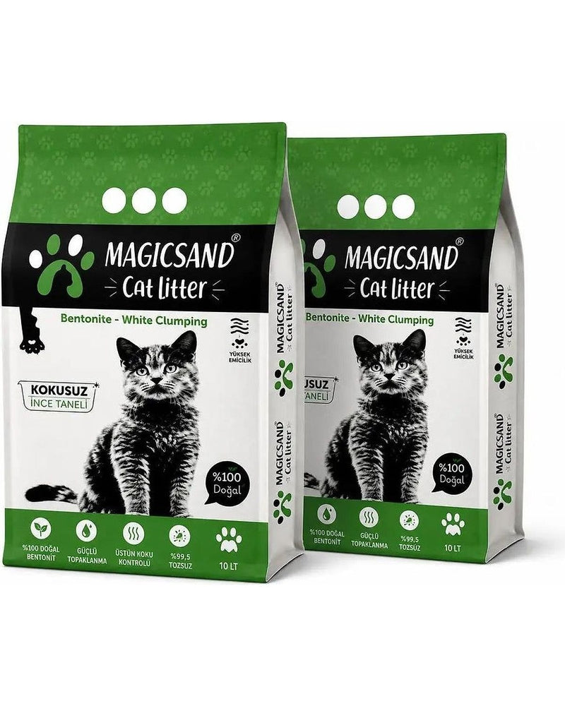 Magicsand Kokusuz İnce Taneli %99 Tozsuz Kedi Kumu 10 L x 2