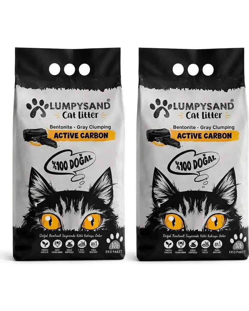 Lumpysand Aktif Karbonlu İnce Taneli Bentonit Kedi Kumu 10 L x 2