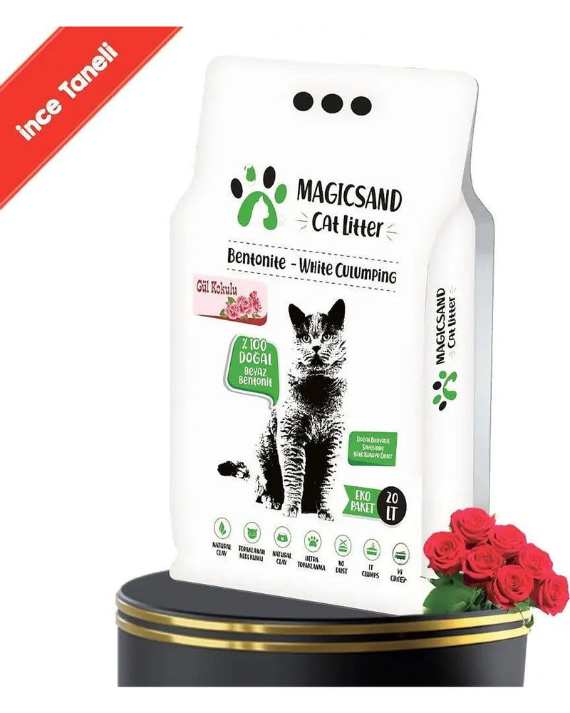 Magicsand Gül Kokulu İnce Taneli Bentonit Kedi Kumu 20 L