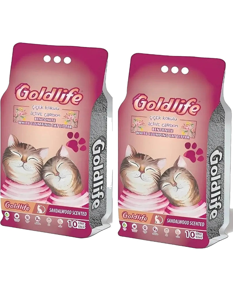 Goldlife Aktif Karbonlu Çiçek Kokulu Bentonit Kedi Kumu 10 L x 2