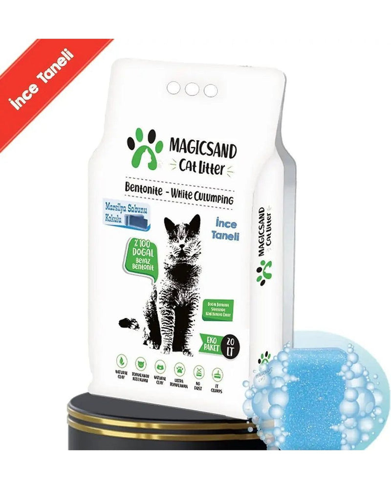 Marsilya Sabun Kokulu İnce Taneli 20 L Bentonit Kedi Kumu