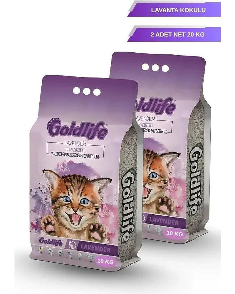 Lavanta Kokulu İnce Taneli Bentonit Kedi Kumu 10 kg x 2