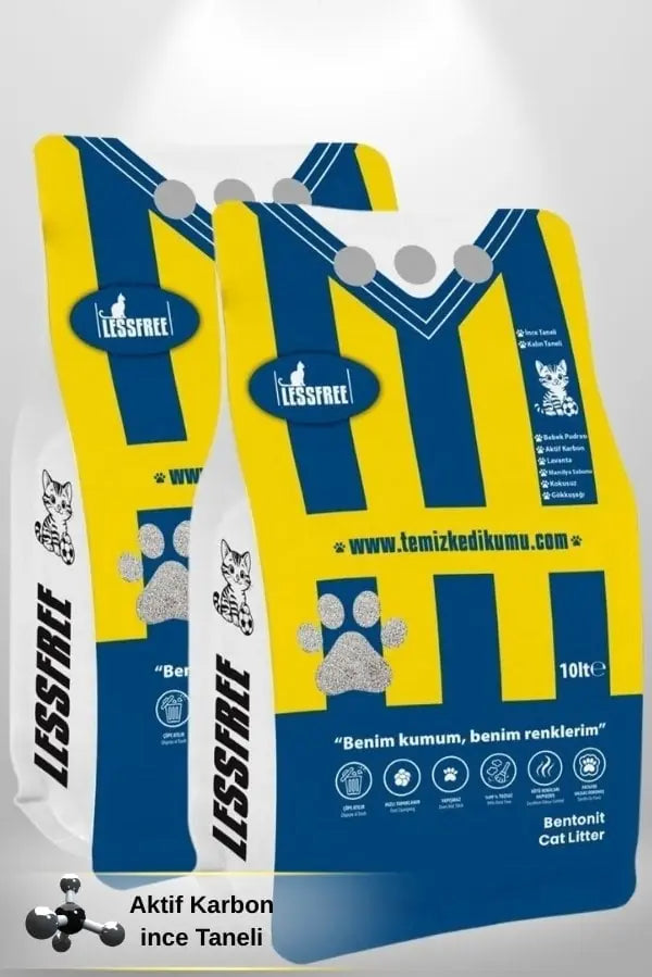 Aktif Karbonlu Kokusuz Bentonit Kedi Kumu 10 L x 2