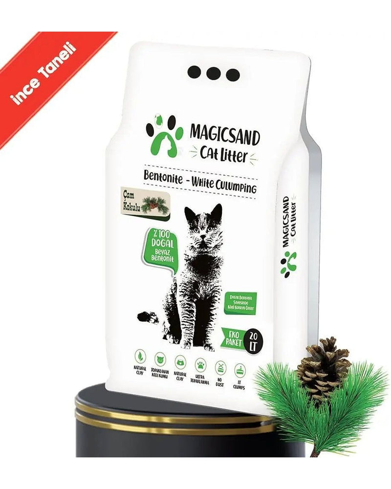 Çam Kokulu İnce Taneli 20 L Bentonit Kedi Kumu