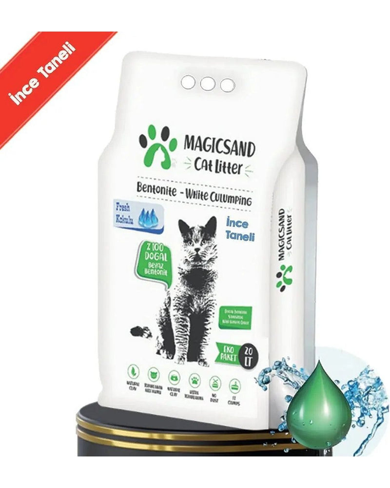 Fresh Kokulu İnce Taneli 20 L Beyaz Bentonit Kedi Kumu