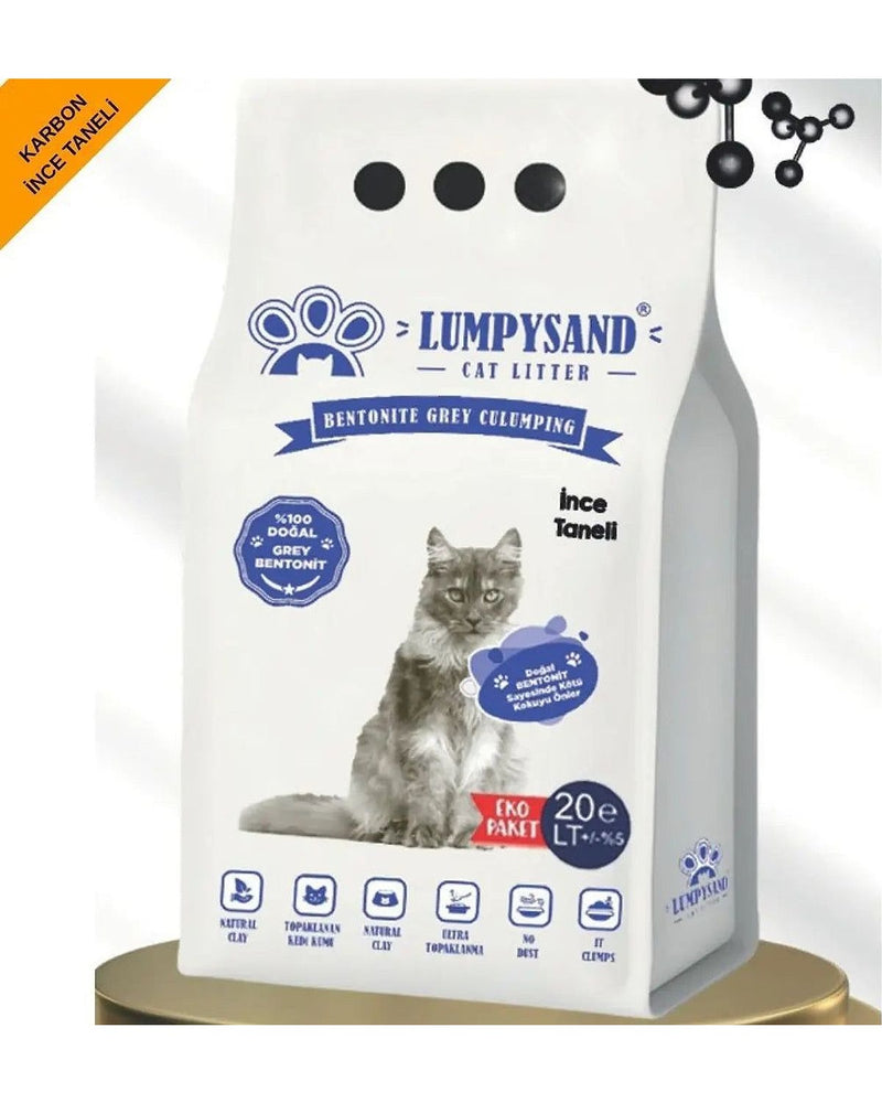 Aktif Karbonlu İnce Taneli 20 L Bentonit Kedi Kumu