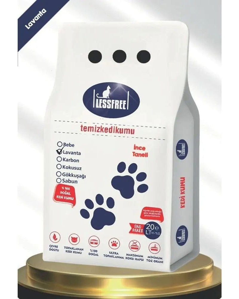 Lavanta Kokulu İnce Taneli 20 L Beyaz Bentonit Kedi Kumu