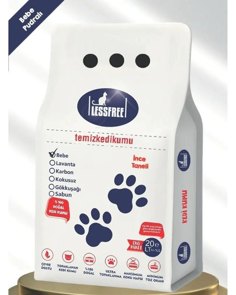 Pudra Kokulu İnce Taneli 20 L Beyaz Bentonit Kedi Kumu