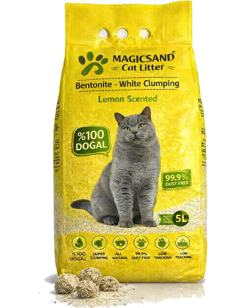 Magicsand Limon Kokulu Bentonit Topaklanan Kedi Kumu 5 L