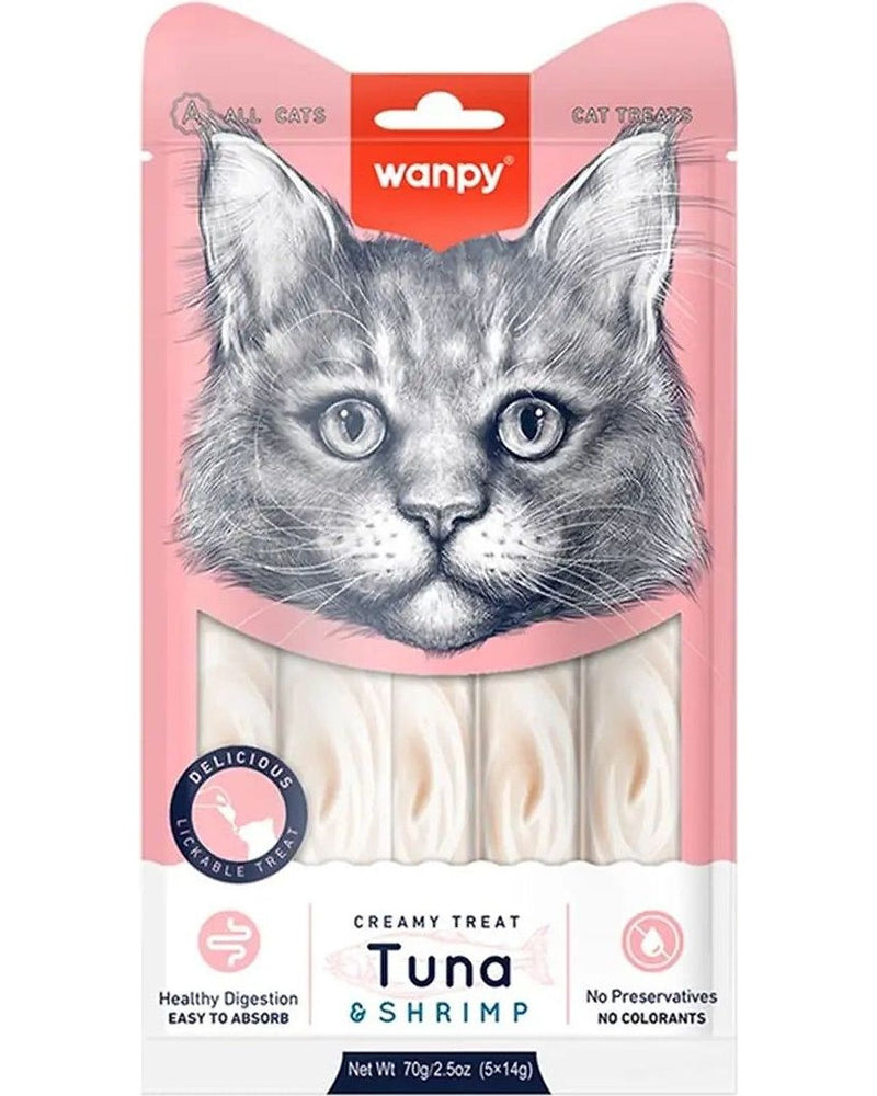 Wanpy Ton Balıklı Karidesli Kremalı Sıvı Kedi Ödülü 5 x 14 gr