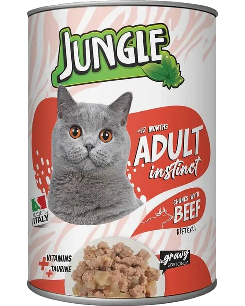 Jungle Biftekli Parça Yetişkin Kedi Konservesi 415 gr